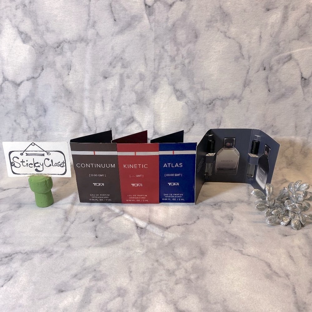 Lot of 5 TUMI Men Set,Continuum Kinetic Atlas Awaken Unwind-5x2ml,0.06oz-5pc-NEW - Picture 1 of 15